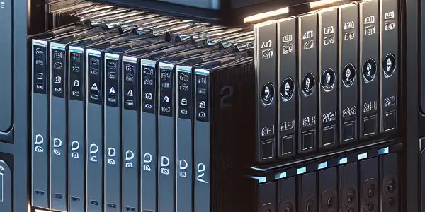 A modern, secure storage box for Japanese adult films, featuring organized DVDs, a lock, and digital security elements.